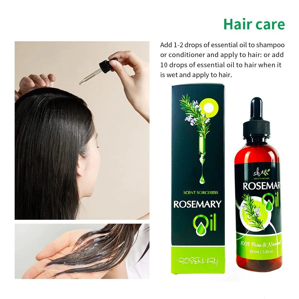 Rosemary Essential Oil (100 ml) with Glass Dropper -Authentic & Premium Oil, Great for Hair Care, Skincare, Massage Aromatherapy