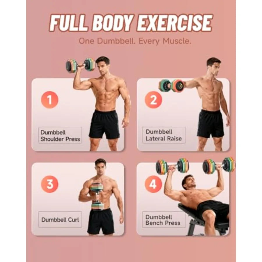 Adjustable Dumbbells Set 22.5LB Pair 1-Sec Fast Adjustable 5 Free Weights Premium Comfort Non-slip Metal Handle Compact Size fo