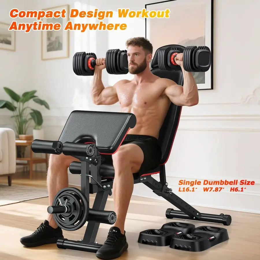 Adjustable Dumbbell Set of 2, 25 55 80LB Dumbbell SetFast Adjust Weights Set, 5 10 16 in 1 Free Weights Dumbbells, Custom