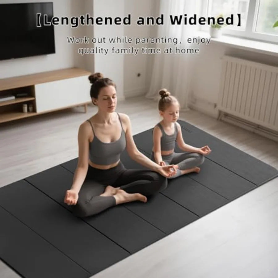 Foldable Yoga Mat 2/5 10MM Thick TPE Non-Slip Design for Indoor Yoga Pilates Outdoor Travel Workouts Extra Long/Wide 75x40 Quic