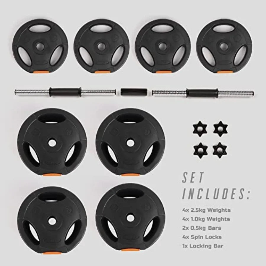 Adjustable 2 in 1 Dumbbells Set for Home Gym Black Steel with Rubber Coating Compact Design for Muscle and Strength Training