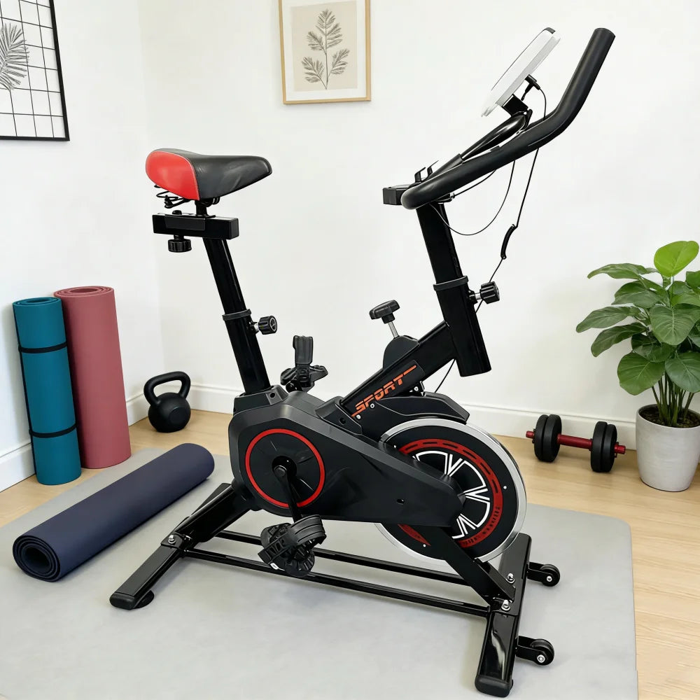 Silent Indoor Bike Home Exercise Equipment Adjustable Spin Bike with Comfort Seat for Cardio Training