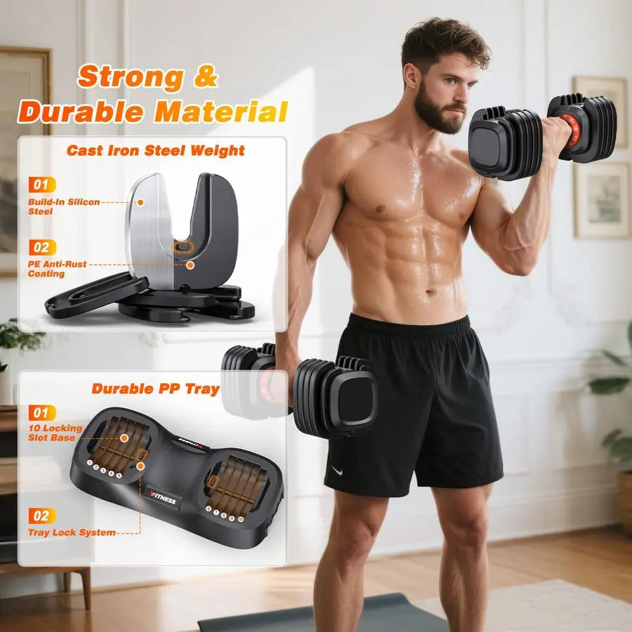 Adjustable Dumbbell Set of 2, 25 55 80LB Dumbbell SetFast Adjust Weights Set, 5 10 16 in 1 Free Weights Dumbbells, Custom
