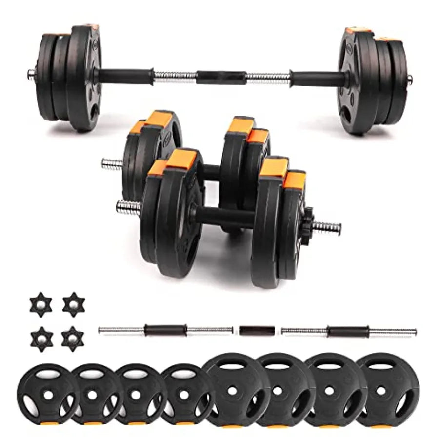 Adjustable 2 in 1 Dumbbells Set for Home Gym Black Steel with Rubber Coating Compact Design for Muscle and Strength Training