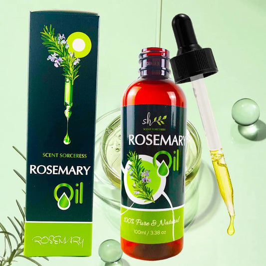 Rosemary Essential Oil (100 ml) with Glass Dropper -Authentic & Premium Oil, Great for Hair Care, Skincare, Massage Aromatherapy