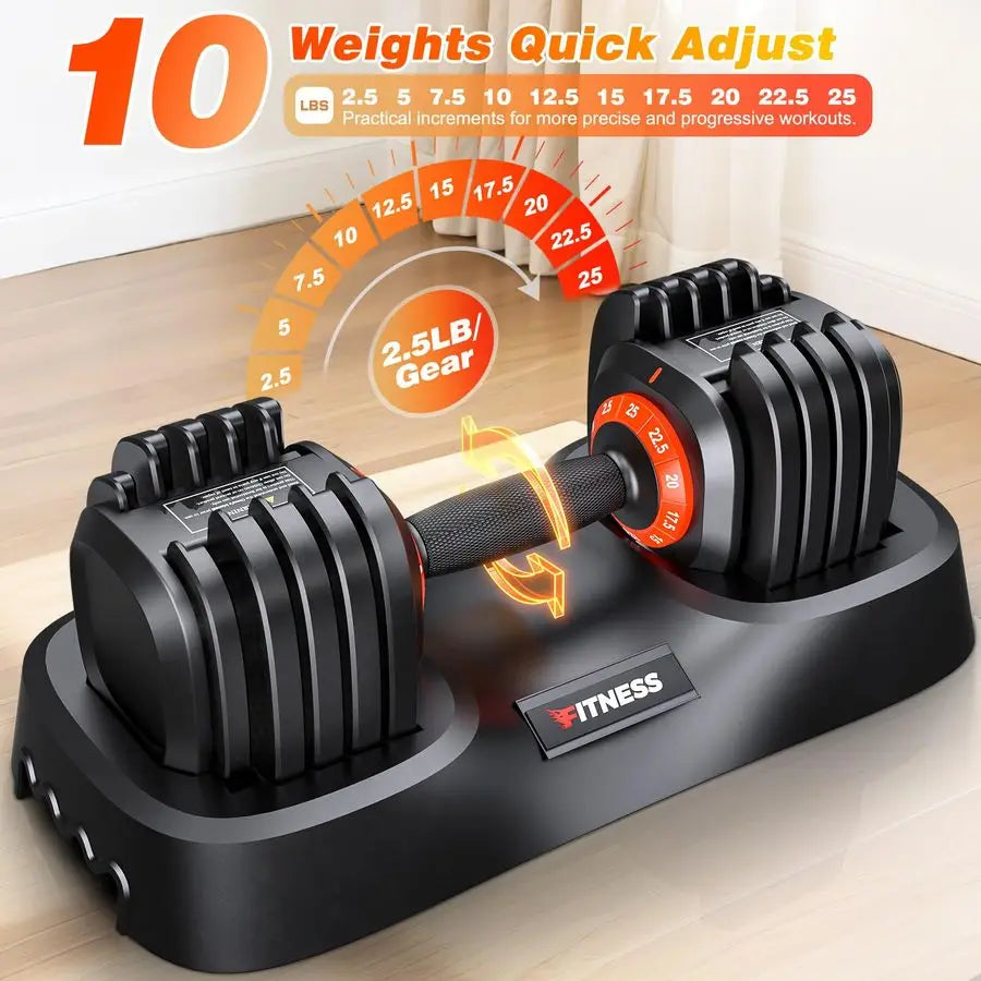 Adjustable Dumbbell Set of 2, 25 55 80LB Dumbbell SetFast Adjust Weights Set, 5 10 16 in 1 Free Weights Dumbbells, Custom