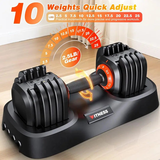 Adjustable Dumbbell Set of 2, 25 55 80LB Dumbbell SetFast Adjust Weights Set, 5 10 16 in 1 Free Weights Dumbbells, Custom