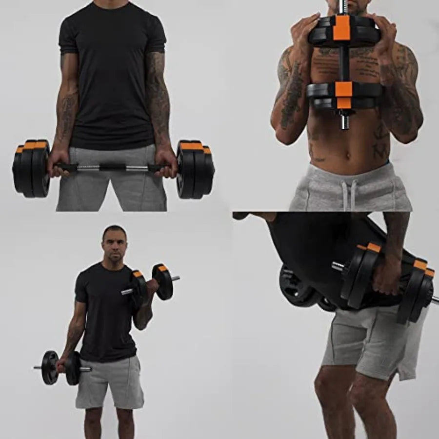 Adjustable 2 in 1 Dumbbells Set for Home Gym Black Steel with Rubber Coating Compact Design for Muscle and Strength Training