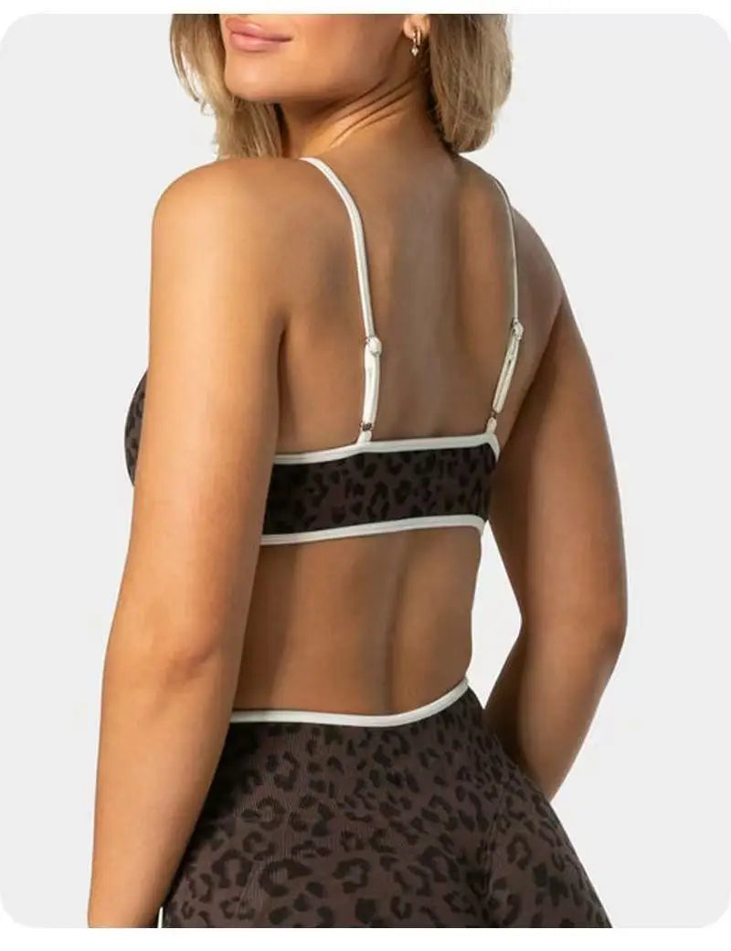 Sports Bra Strappy Backless Yoga Gym Bra Scrunch Push-up Removable Cups Women Workout Clothing Gym Top Halter Sport Bras