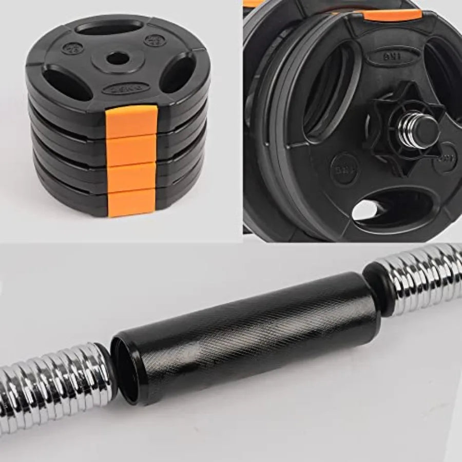 Adjustable 2 in 1 Dumbbells Set for Home Gym Black Steel with Rubber Coating Compact Design for Muscle and Strength Training