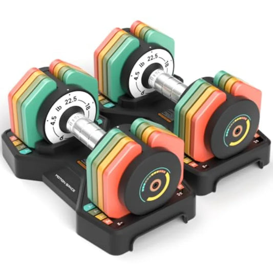 Adjustable Dumbbells Set 22.5LB Pair 1-Sec Fast Adjustable 5 Free Weights Premium Comfort Non-slip Metal Handle Compact Size fo
