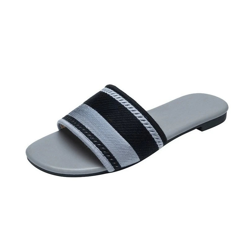 Women's 2026 High-End Embroidered Letter Sandals, Fashion Casual Slides, Premium Quality Slippers. Fast Delivery