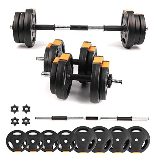 Adjustable 2 in 1 Dumbbells Set for Home Gym Black Steel with Rubber Coating Compact Design for Muscle and Strength Training