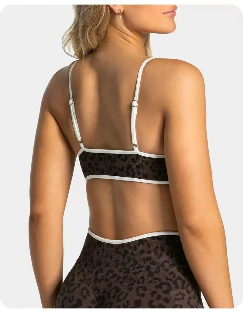 Sports Bra Strappy Backless Yoga Gym Bra Scrunch Push-up Removable Cups Women Workout Clothing Gym Top Halter Sport Bras