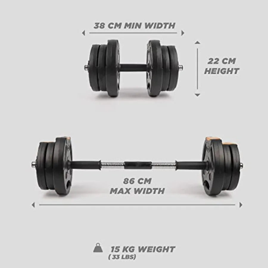 Adjustable 2 in 1 Dumbbells Set for Home Gym Black Steel with Rubber Coating Compact Design for Muscle and Strength Training