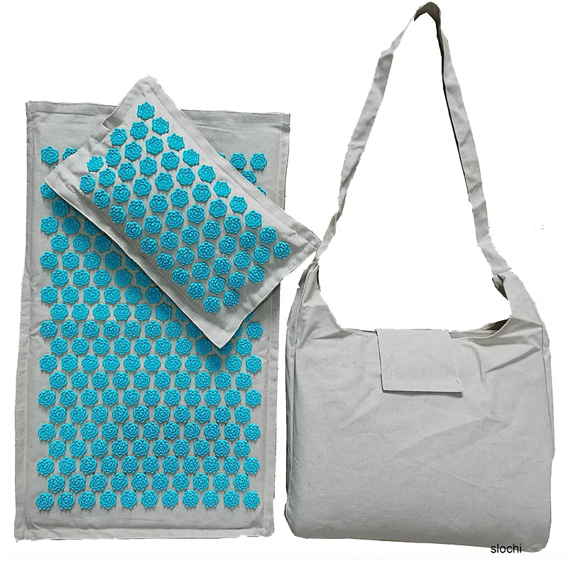 74*44cm Nature Linen Coconut Palm Massage Yoga Mat Sport Pillow Mat with Bag Lotus Spike Acupressure Mat Cushion Accupresure Mat