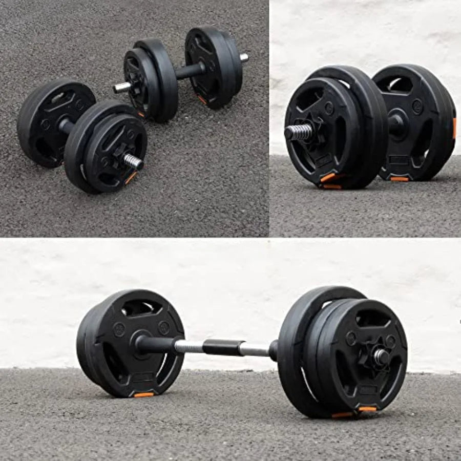 Adjustable 2 in 1 Dumbbells Set for Home Gym Black Steel with Rubber Coating Compact Design for Muscle and Strength Training